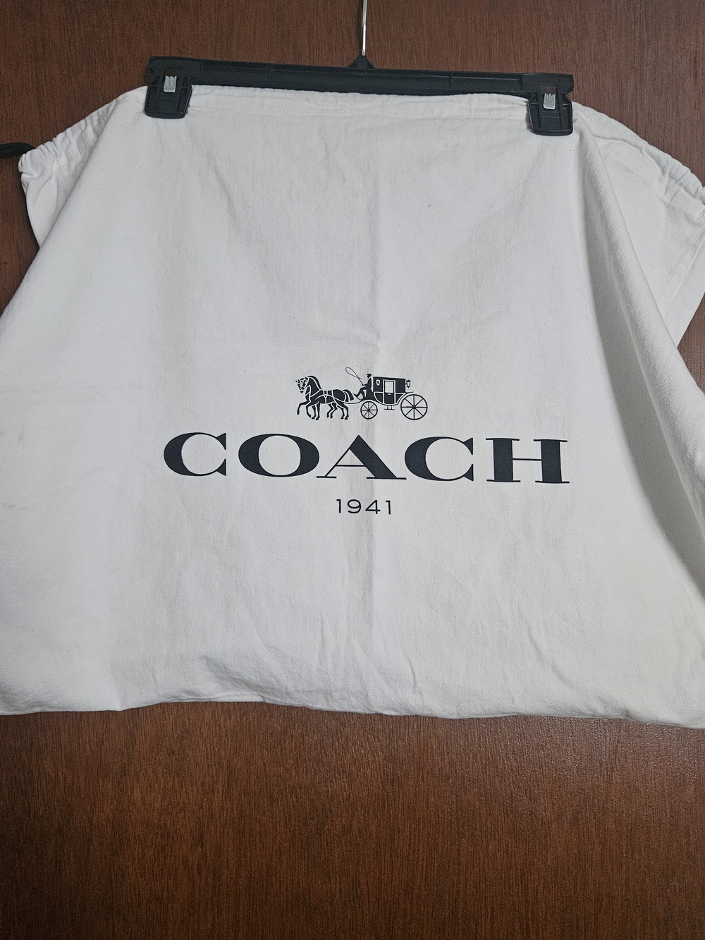 Coach White Dust Bag with Black Logo Carriage